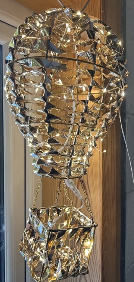 Christmas Decoration 200 LED Hot Air Balloon Mains Powered 50cm Tall Gold Twist