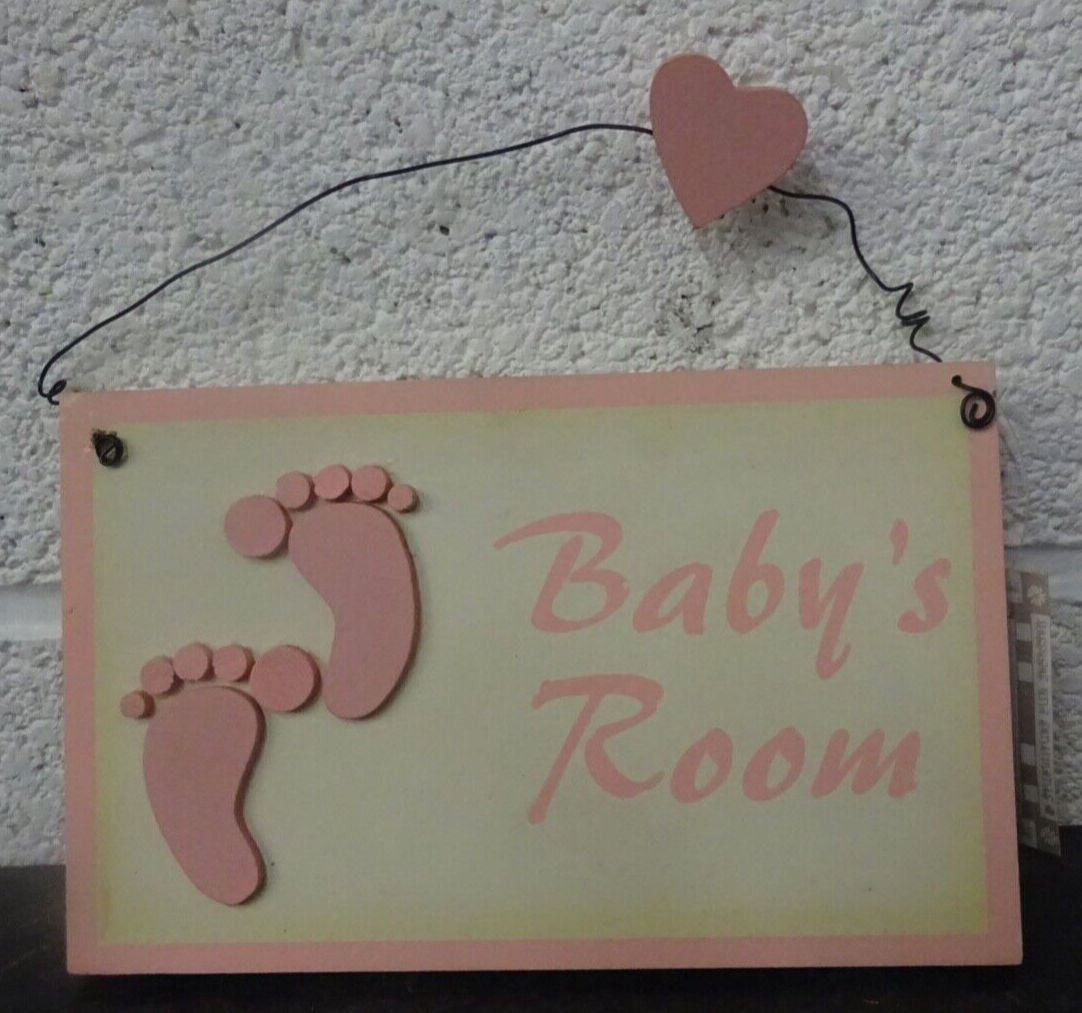 CHRISTENING NEW BORN GIFT BABY GIRL SIGN PLAQUE BABY'S ROOM WOODEN METAL HANGER