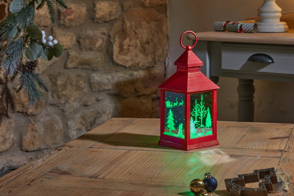Choice of 2 Christmas Colour Changing LED Light Up Lantern 24cm Tall on Timer