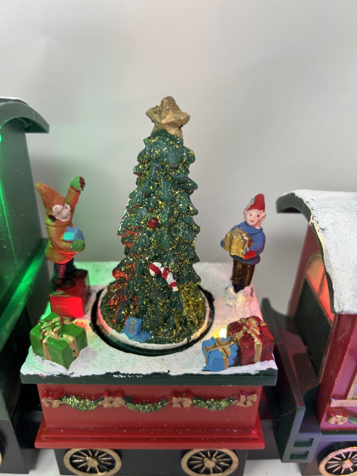 Santa Claus Train Locomotive LED Light Up Revolving Tree Decoration 38cm Long