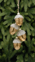 Hanging Copper Glass Acorn Christmas Decoration Autumnal Displays Each 6cm Tall
