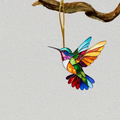 Acrylic Hanging Garden Suncatcher Hummingbird 8cm Tall on a Yellow Cord