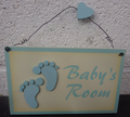 CHRISTENING NEW BORN GIFT BABY BOY SIGN PLAQUE BABY'S ROOM WOODEN METAL HANGER