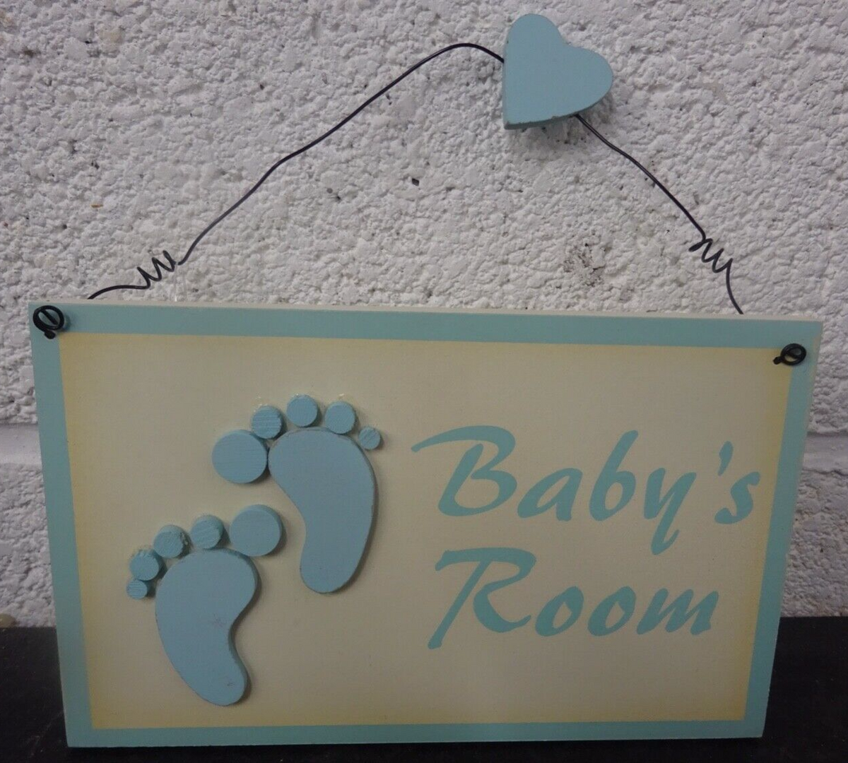 CHRISTENING NEW BORN GIFT BABY BOY SIGN PLAQUE BABY'S ROOM WOODEN METAL HANGER