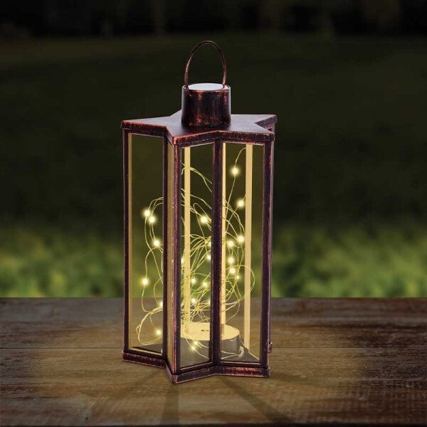 Rustic Starlight Lantern Light Up LED on Timer White or Copper Indoor or Outdoor