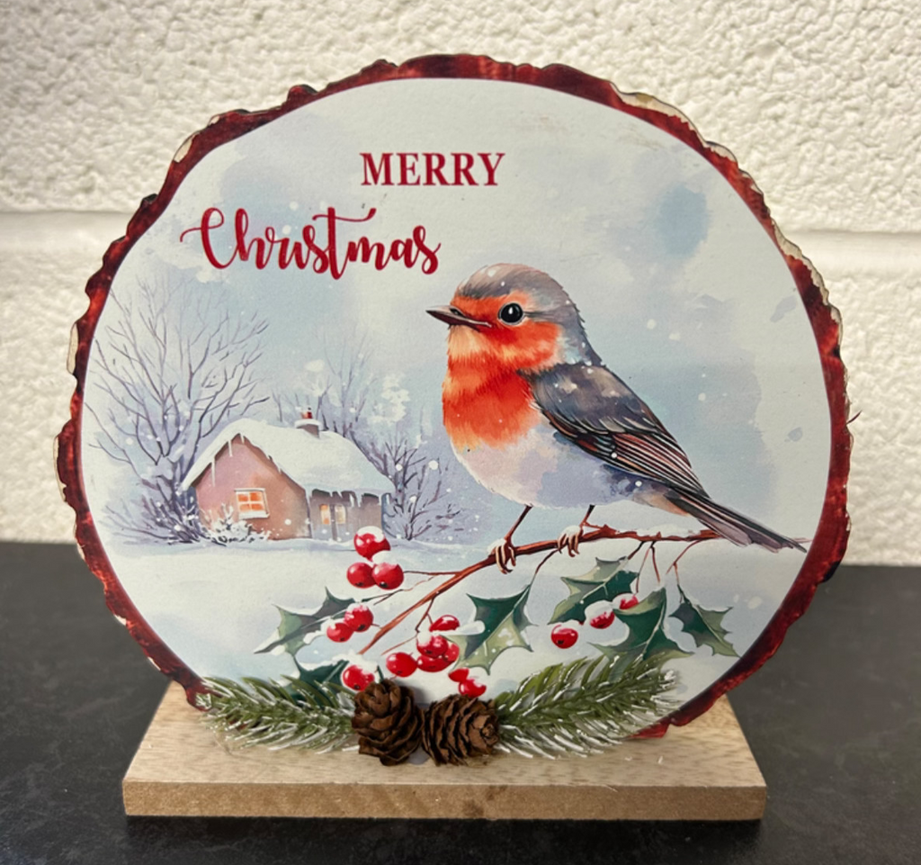 Choice of 2 Designs Freestanding Robin 15cm Tall Festive Christmas Decoration