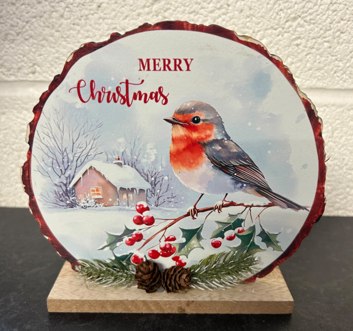 Choice of 2 Designs Freestanding Robin 15cm Tall Festive Christmas Decoration