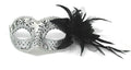 GLITTERING BLACK & SILVER JEWELLED VENETIAN MASQUERADE PARTY CARNIVAL BALL MASK