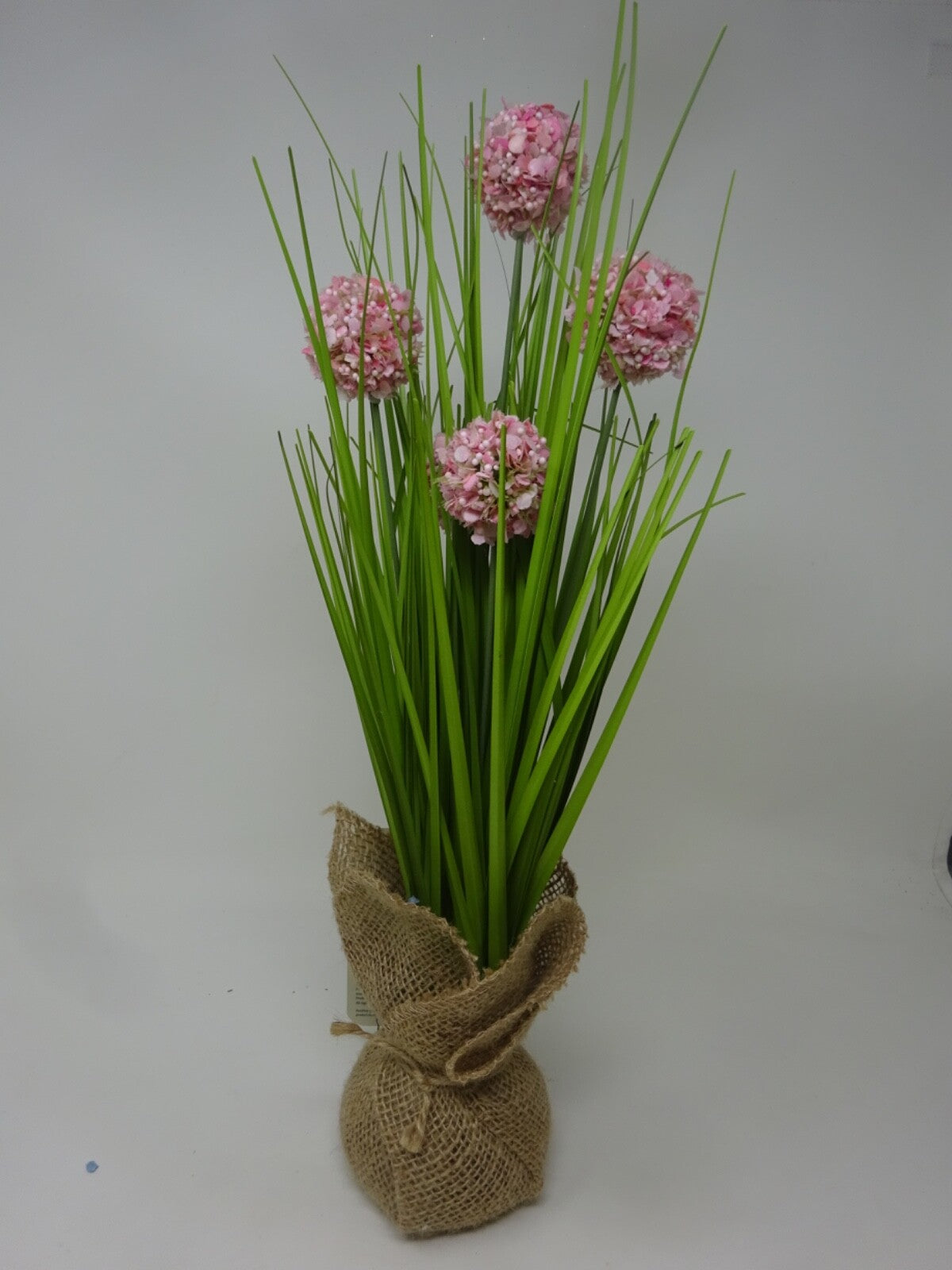 Choice of Artificial Faux Flowers Pom Pomettes 30cm Tall Hessian Base Bouquet