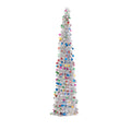 Christmas Festive 150cm Tall Bling Multicoloured Pop-Up Tinsel Cone Shaped Tree