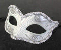 SILVER & WHITE BRAIDED VENETIAN CARNIVAL MASQUERADE PARTY EYE BALL WEDDING MASK