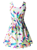 Boho Floral Design Lovely Beach Summer Sleeveless Dress Size 10 Feathers Design