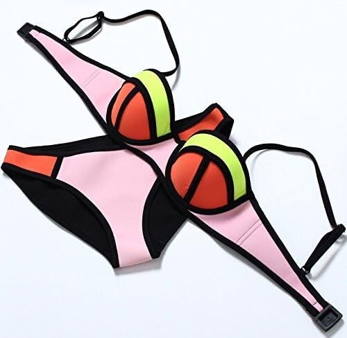 Lovely Quality Push Up Neoprene Bikini Pink Yellow and Orange Size 10-12