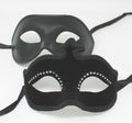 HIS N HERS PAIR COUPLES BLACK JEWELLED VENETIAN MASQUERADE PARTY EYE MASKS