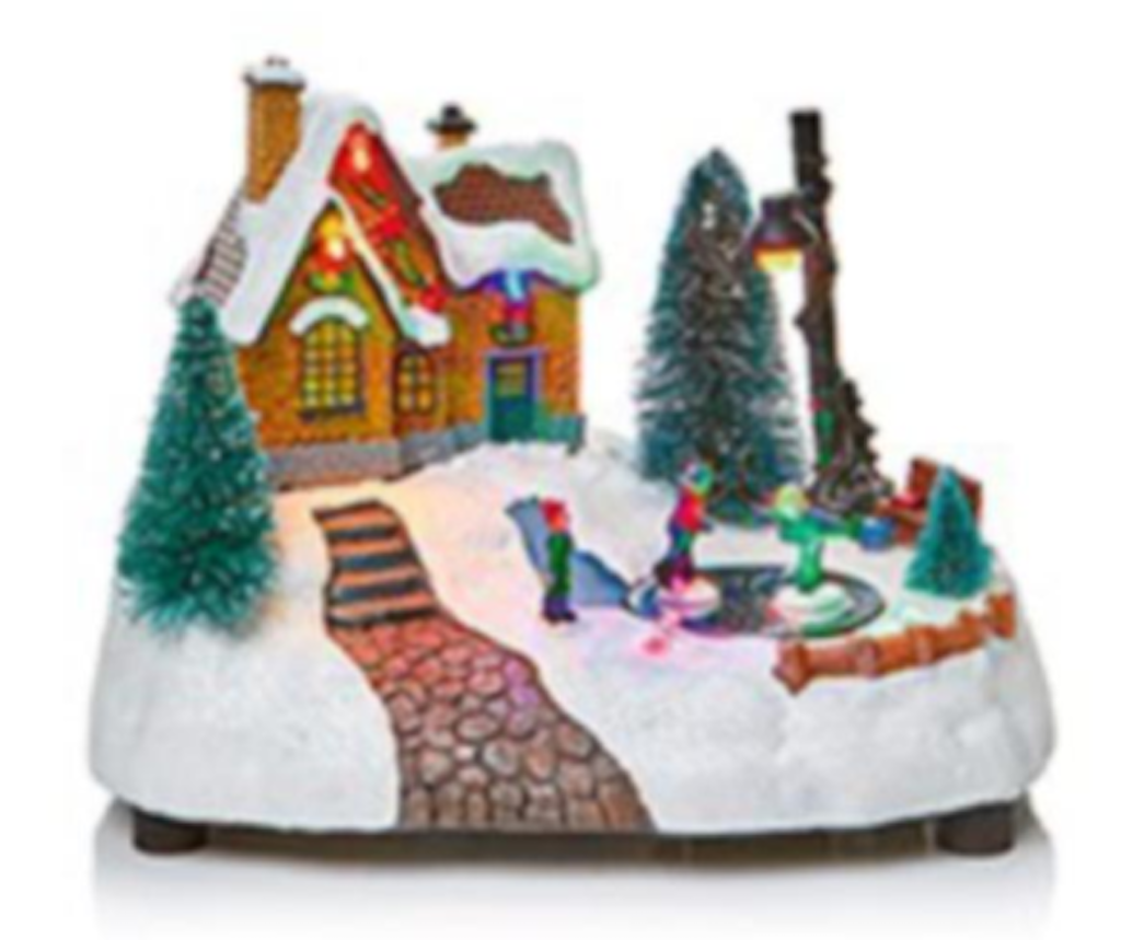 Choice of 2 LED Light Up Rotating Animated Village Christmas Carousel 20cm Wide