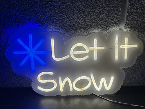 40cm Neon 'Let it Snow' Sign LED Light Up Decoration Mains Power 3m Low Voltage