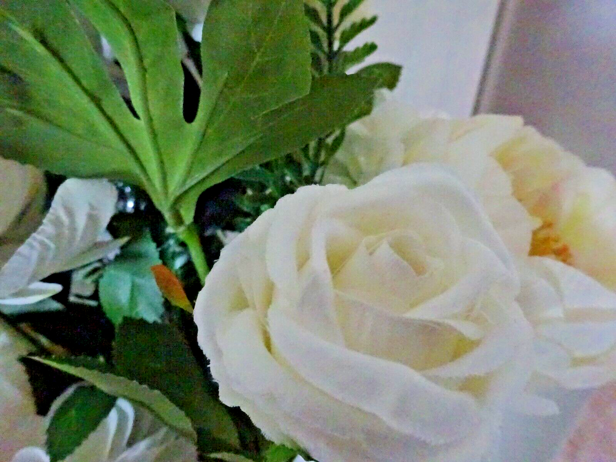 Artificial Hand Tied Floral Bouquet 60cm Tall White Mixed Flowers Bundle Bunch