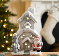 Christmas Santa Festive House LED Light Lantern Table Top Decoration 25cm Tall