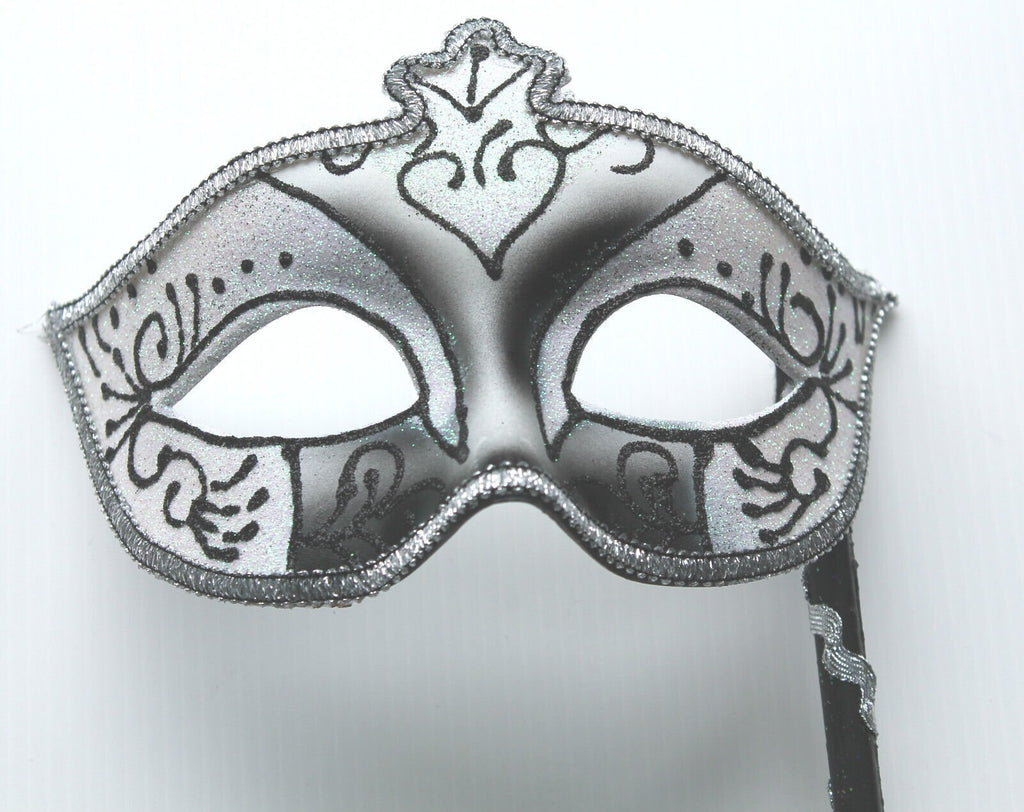 White and Silver Mask on Stick