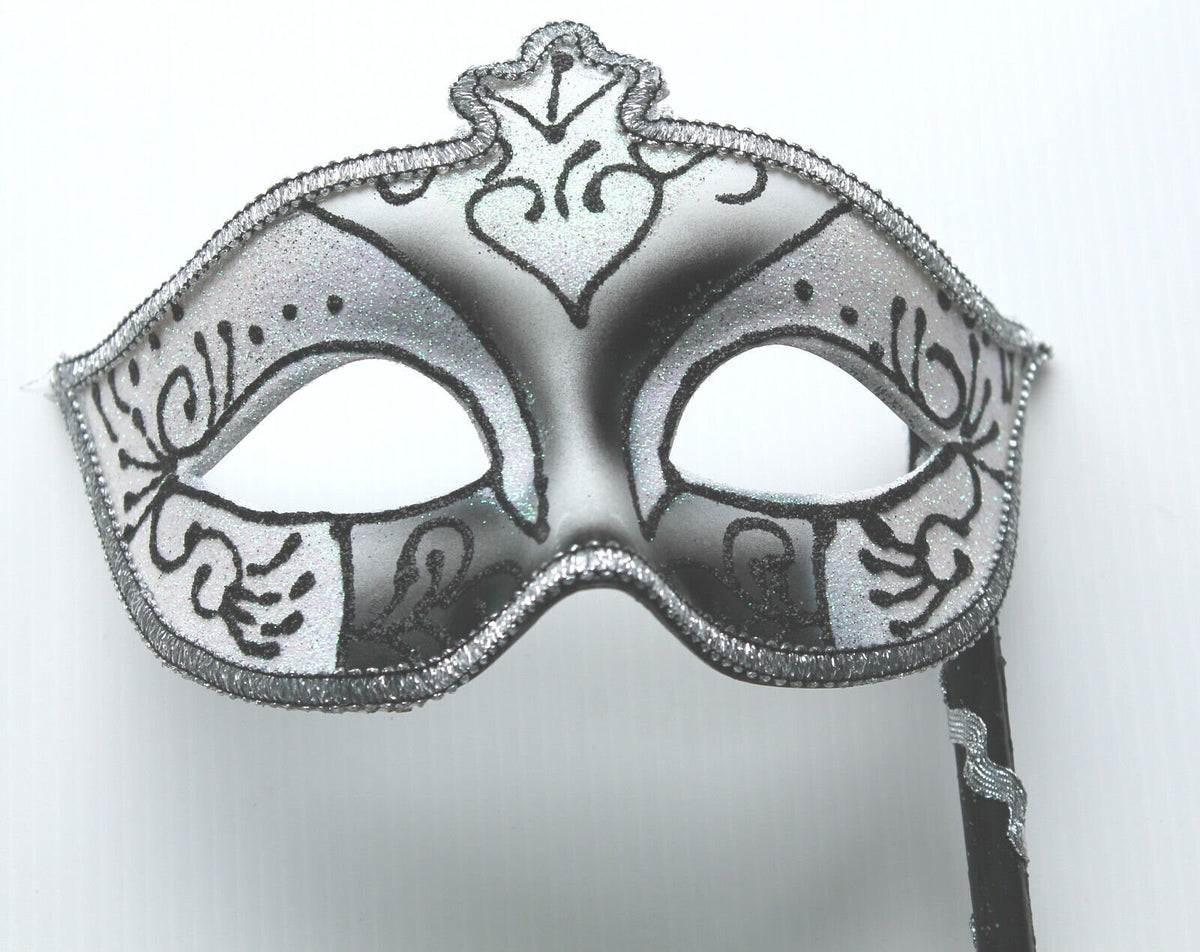 White and Silver Mask on Stick