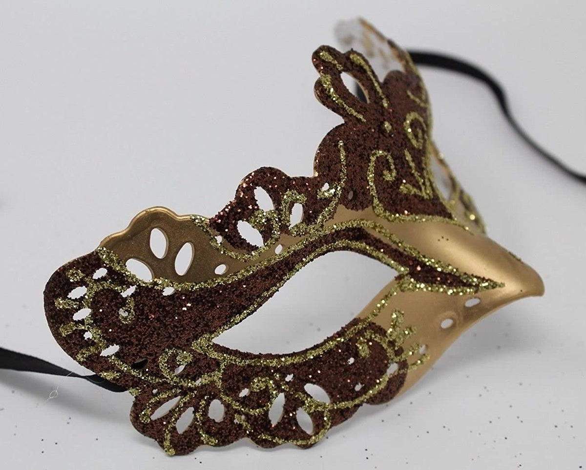 Brown and Gold Rialto Masquerade Ball Venetian Party Mask