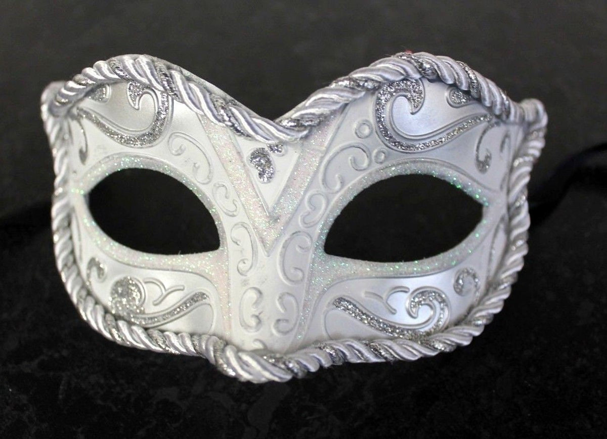 White and Silver Masquerade Mask