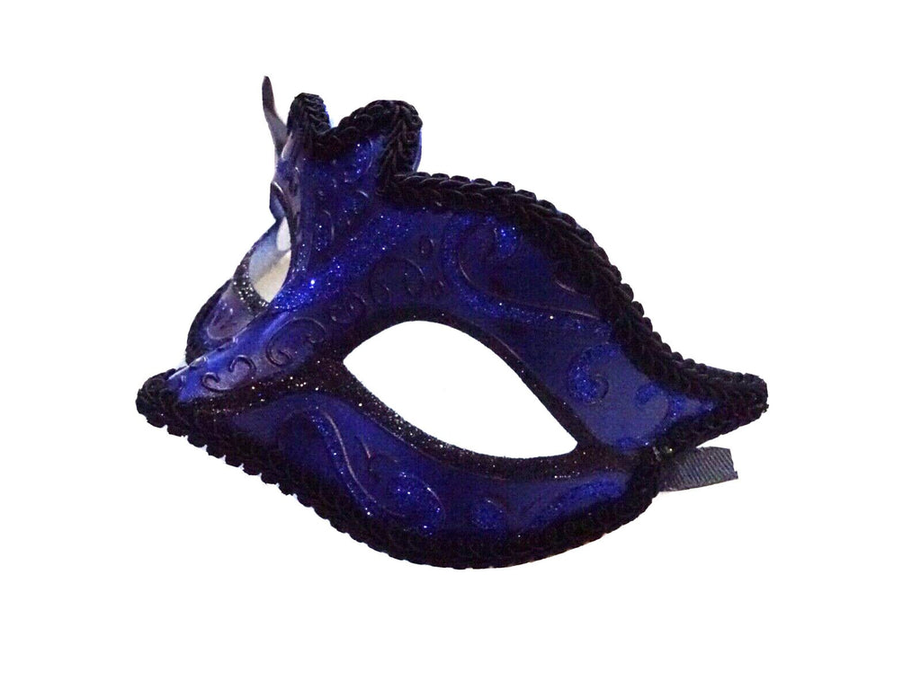 Sparkling Blue and Black Masquerade Ball Party Eye Mask