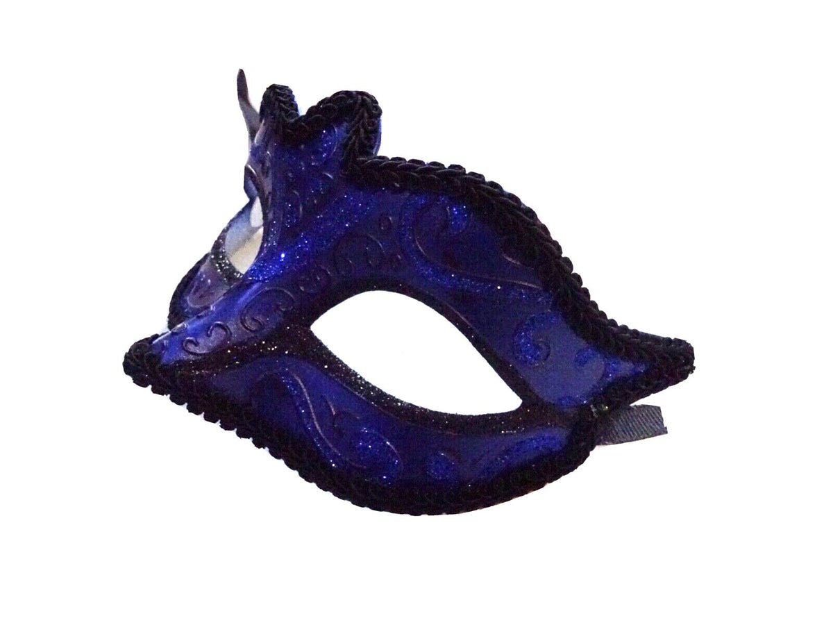 Sparkling Blue and Black Masquerade Ball Party Eye Mask