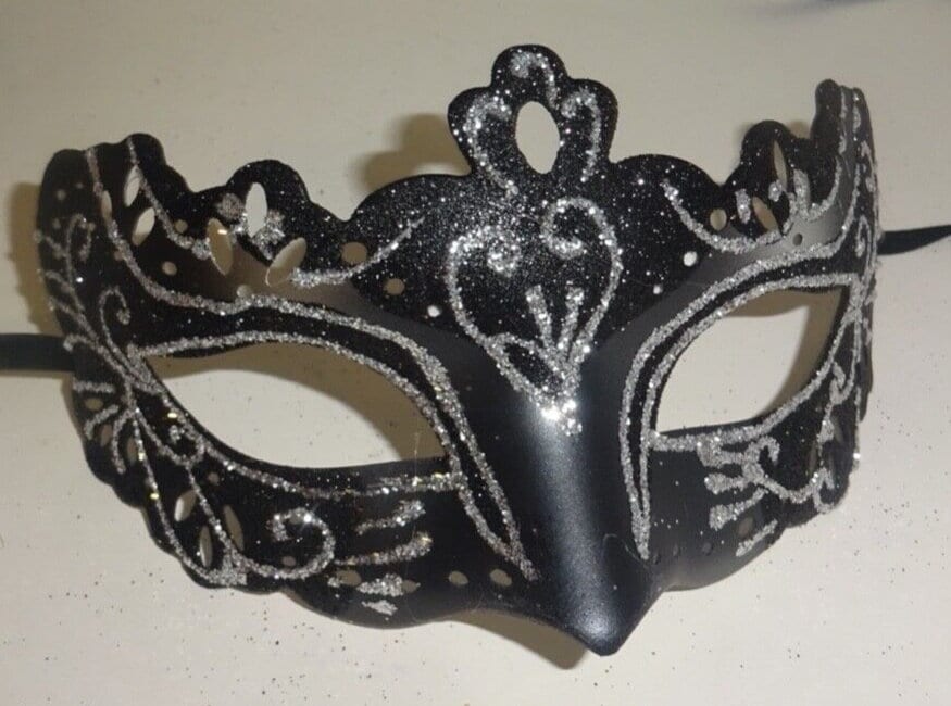 Black and Silver Rialto Masquerade Mask for Masked Ball Carnival Party Halloween