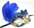 Blue and Gold Feather Masquerade Mask