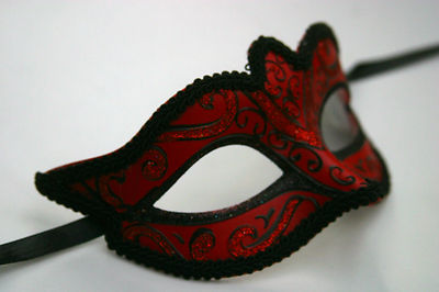 RED & BLACK VENETIAN  BALL MASQUERADE PARTY EYE FACE MASK HALLOWEEN