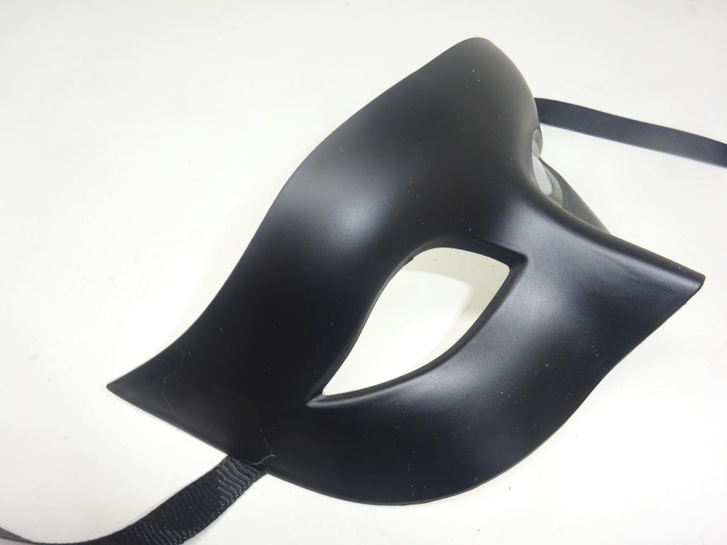 Matt Black Mens Masquerade Mask with Ribbons Ties