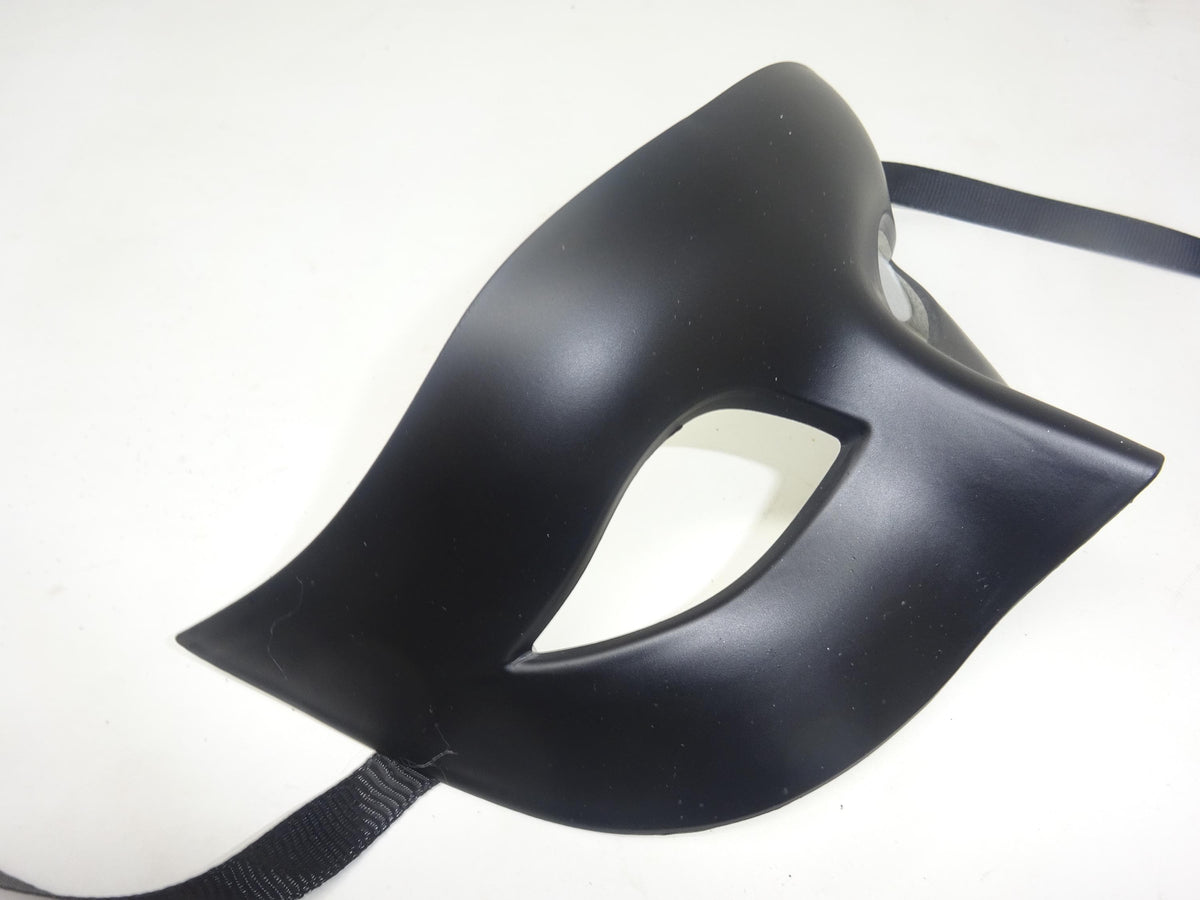 Matt Black Mens Masquerade Mask with Ribbons Ties