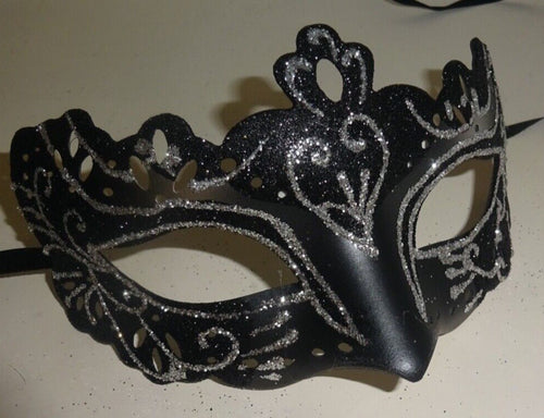 Black and Silver Rialto Masquerade Mask for Masked Ball Carnival Party Halloween