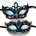His and Hers Turquoise, Bronze, Silver and Gold Pair of Male and Female Couples Masquerade Masks