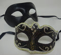 His and Hers Black and Gold Quality Pair of Male and Female Couples Masquerade Masks