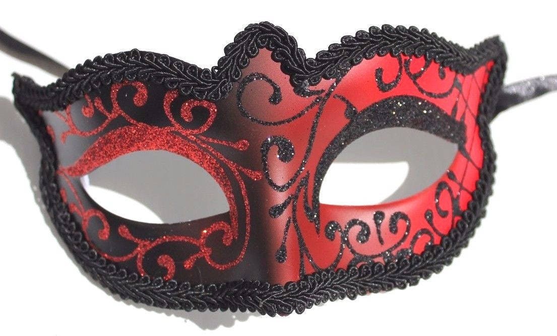 Red and Black Venetian Masquerade Party Prom Eye Mask for Masked Ball