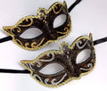 Black, gold and bronze his and hers couples pair of masquerade masks
