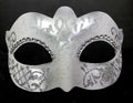 White and Silver Masquerade Mask with Diamonte Detail