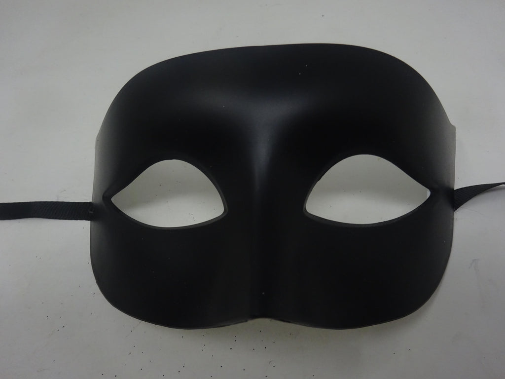 Matt Black Mens Masquerade Mask with Ribbons Ties
