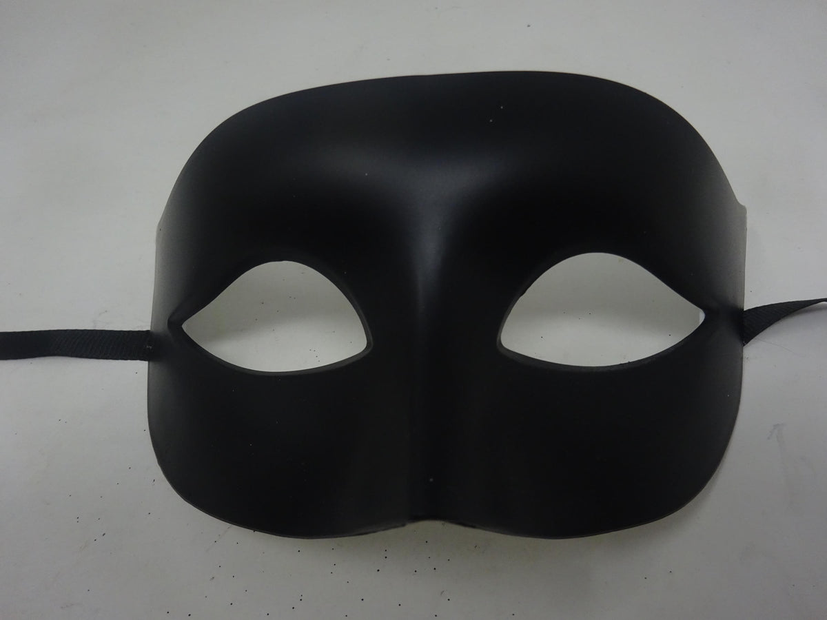 Matt Black Mens Masquerade Mask with Ribbons Ties