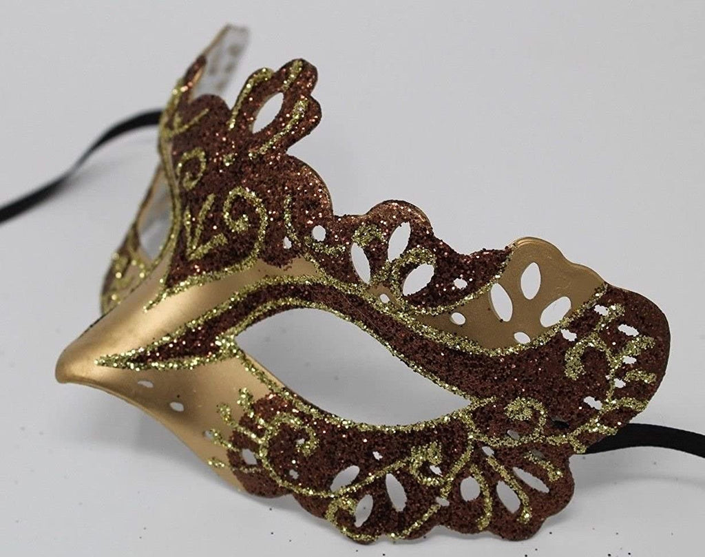 Brown and Gold Rialto Masquerade Ball Venetian Party Mask