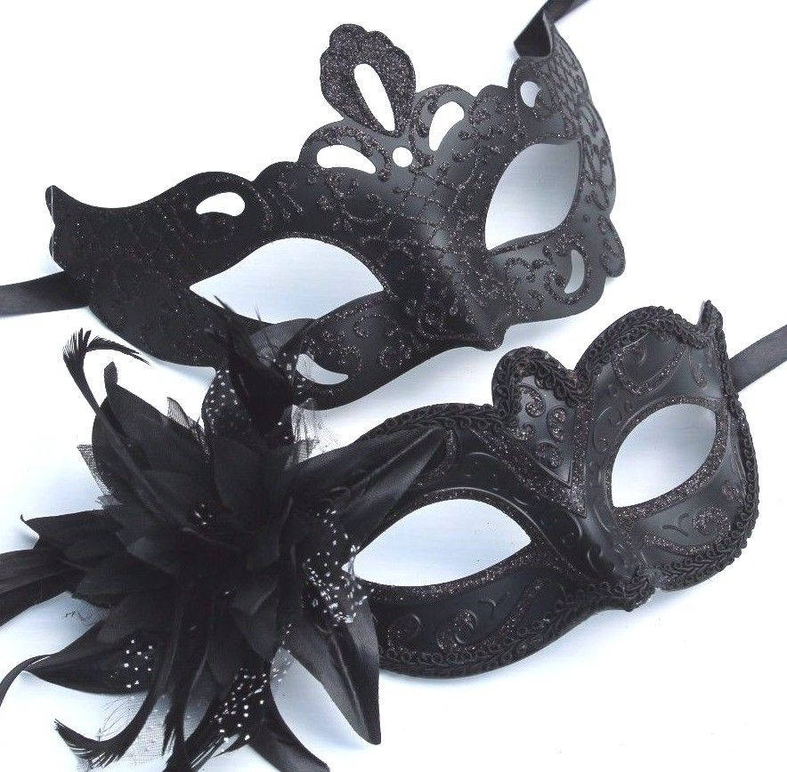 Black Rialto Pair of Male and Female Masquerade Masks