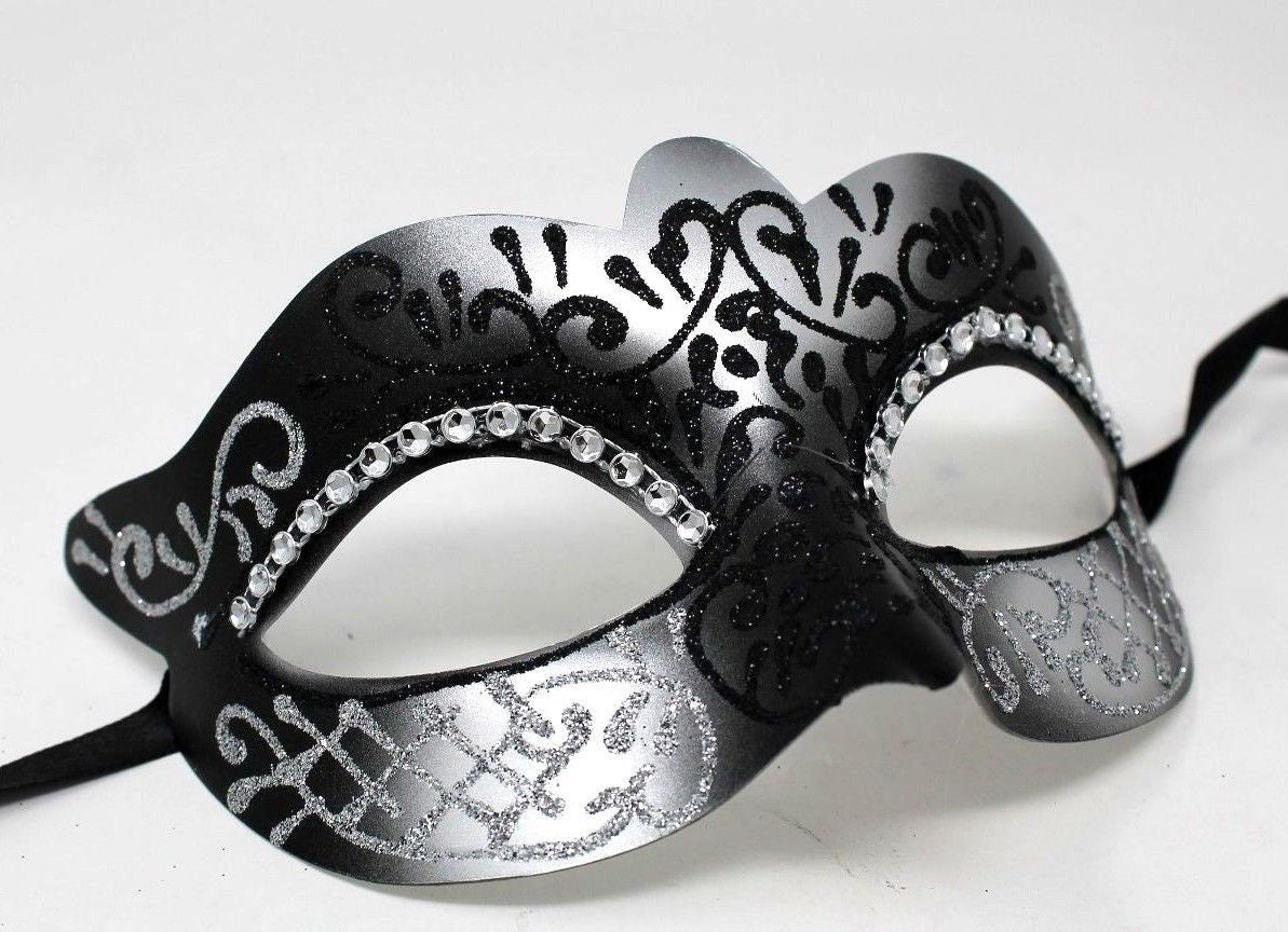 Black and Silver Diamonte Masquerade Mask