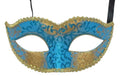 Turquoise Blue and Gold Masquerade Mask