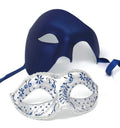 Blue and Silver Phantom His and Hers Couple Masquerade Masks