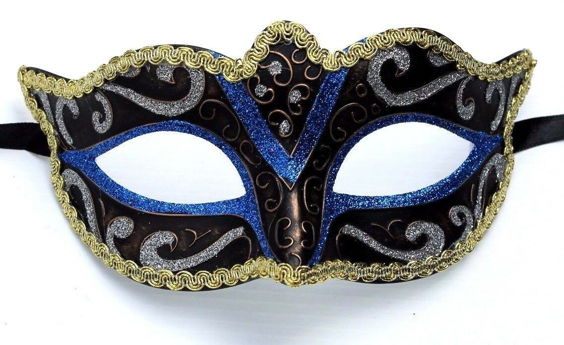 Blue, Bronze, Silver, Gold and Black Masquerade Mask for Masked Ball