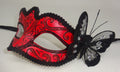 Red and Black Masquerade Mask with Butterfly for Masked Ball