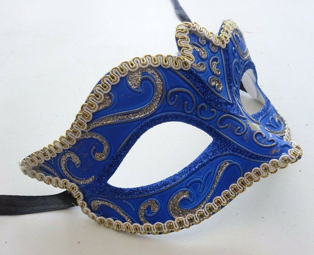 Blue and Gold Venetian Masquerade Carnival Ball Party Eye Mask