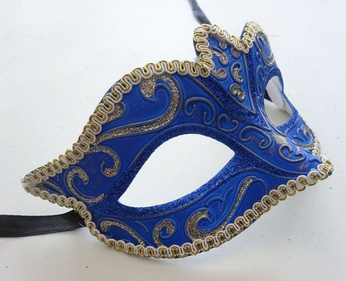 Blue and Gold Venetian Masquerade Carnival Ball Party Eye Mask